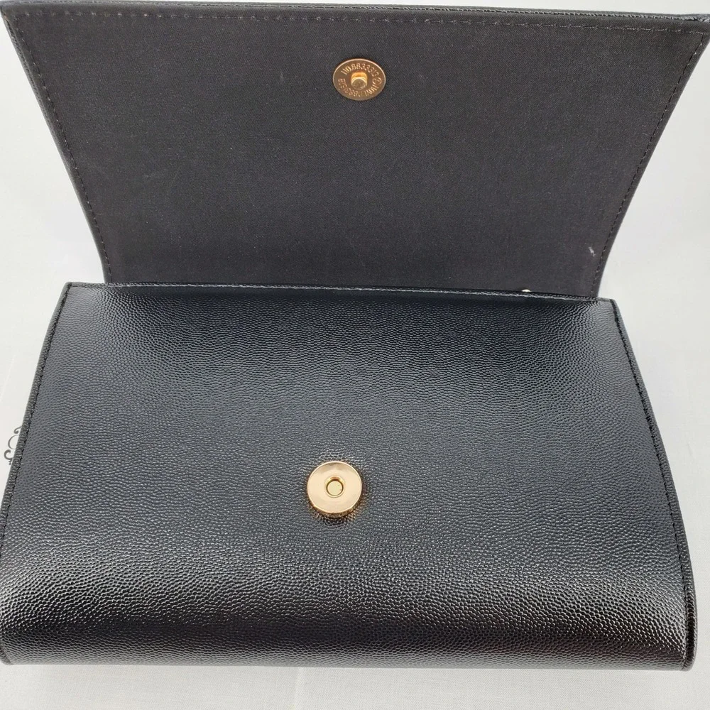 CXL by Christian Lacroix Paris Caviar Black‎ Clutch Detachable Chain Evening Bag